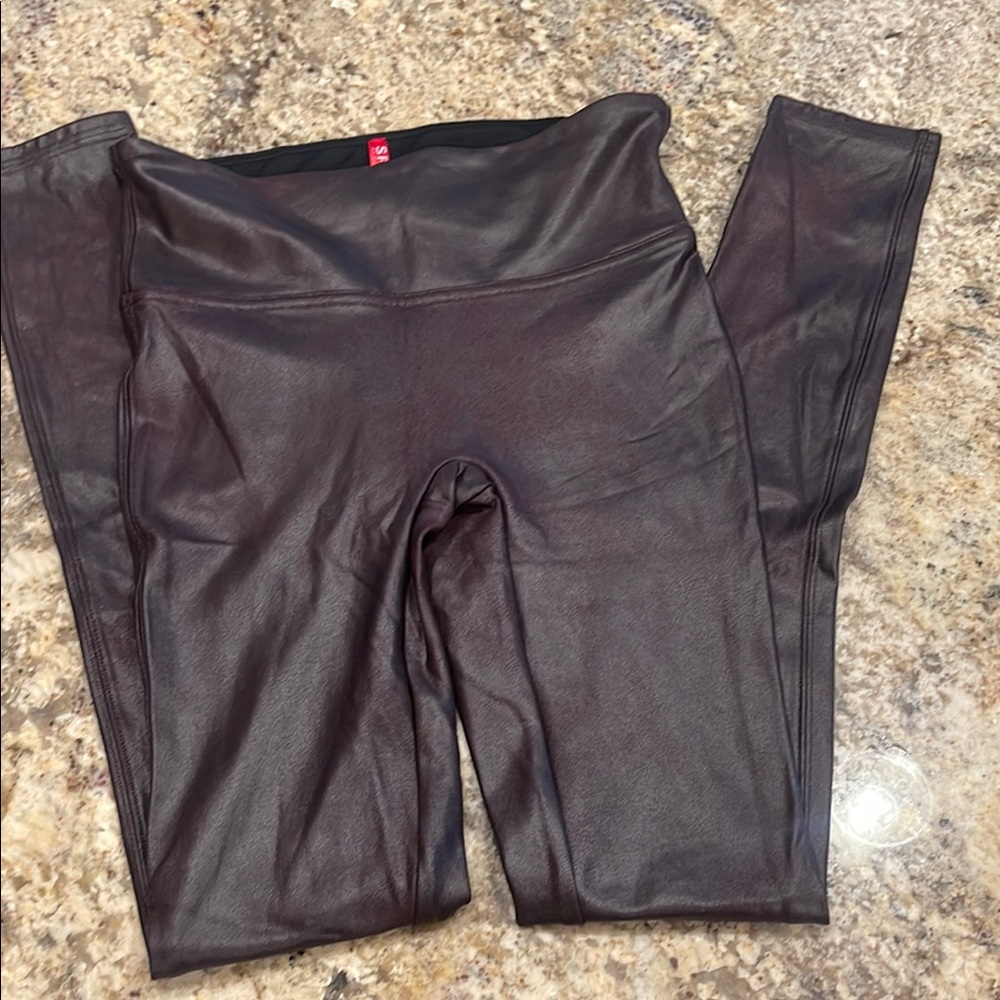 Burgundy spanx  Faux Leather Leggings